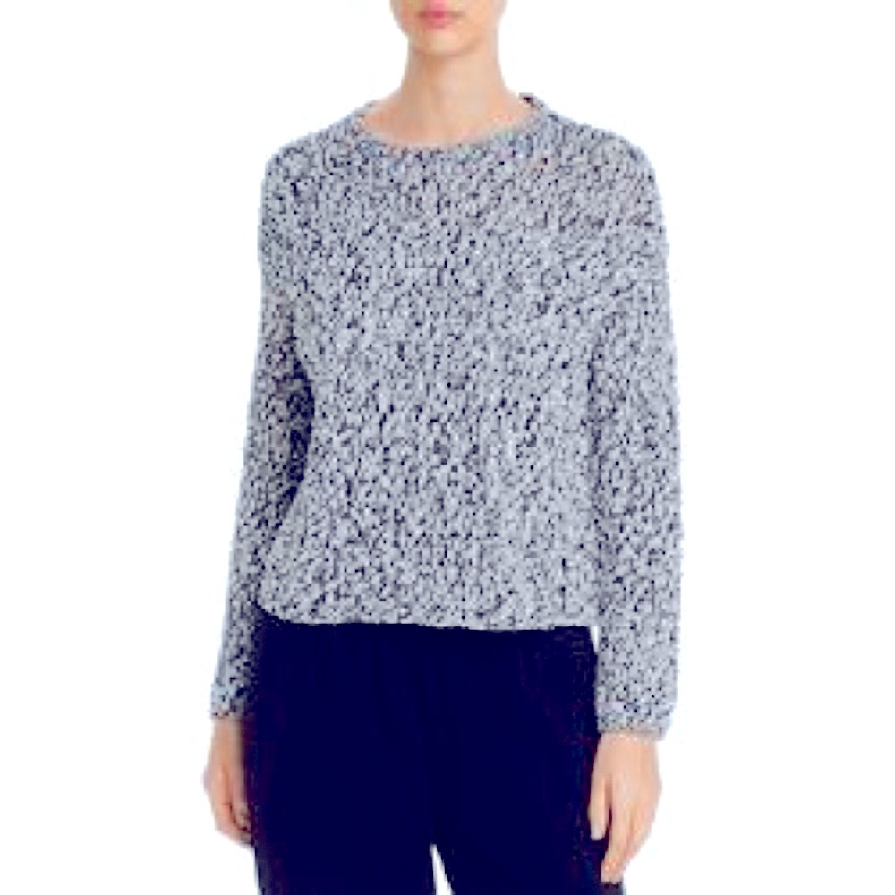 Warm » Cozy » Super Soft Pullover Speckled Grey & White Sweater w/Crew Neckline - Picture 1 of 15